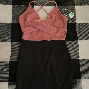 Chic Backless Pink and Black Dress